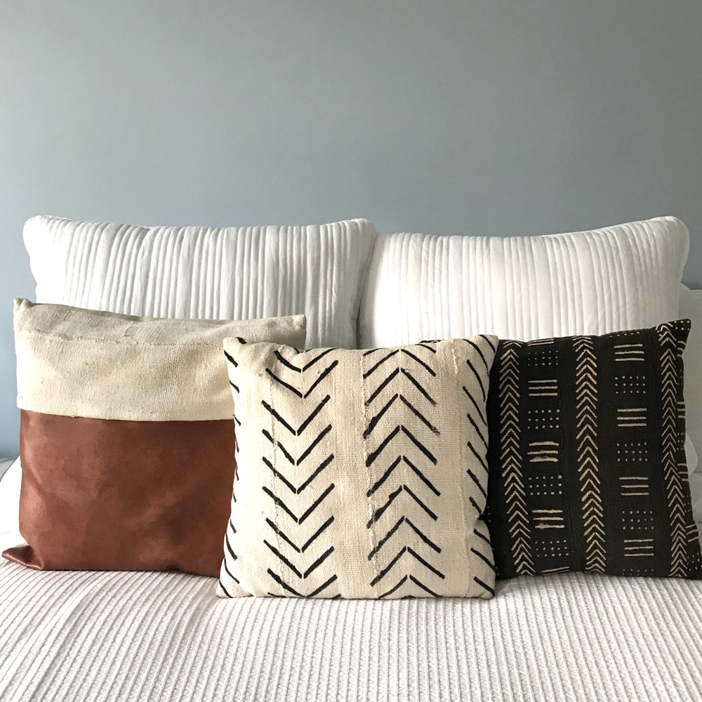 Boho Mudcloth Pillow Covers, Set of 3
